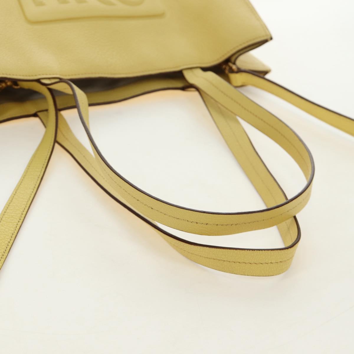 Miu Miu Tote Bag Leather 2way Yellow Gold Auth 189749M