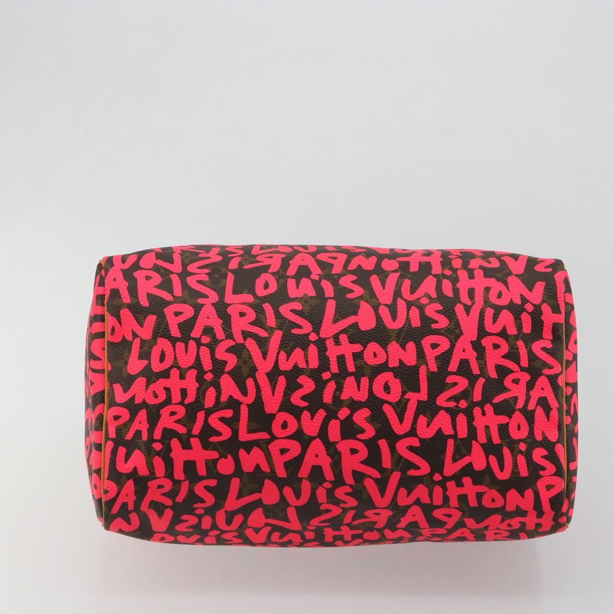 LOUIS VUITTON Monogram Graffiti Speedy 30 Hand Bag Pink M93704 LV Auth 189751SAM