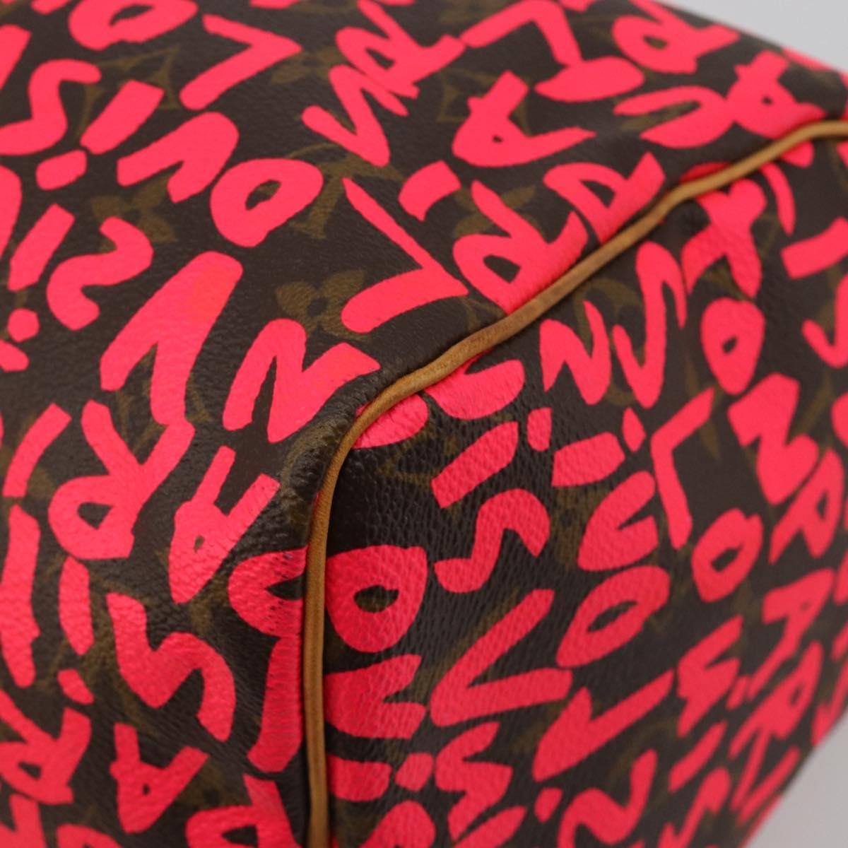 LOUIS VUITTON Monogram Graffiti Speedy 30 Hand Bag Pink M93704 LV Auth 189751SAM