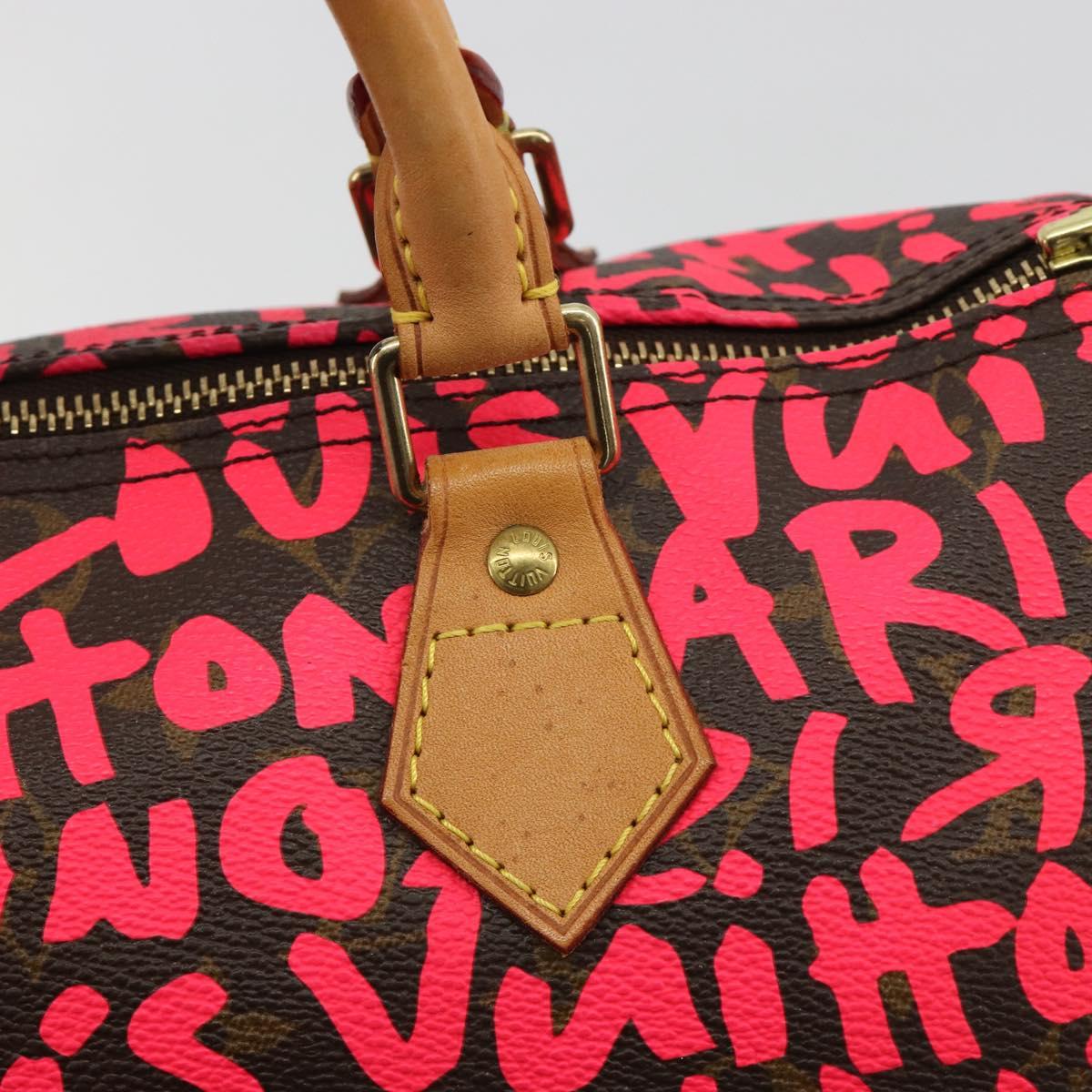 LOUIS VUITTON Monogram Graffiti Speedy 30 Hand Bag Pink M93704 LV Auth 189751SAM