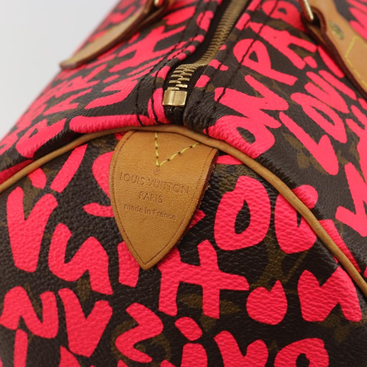 LOUIS VUITTON Monogram Graffiti Speedy 30 Hand Bag Pink M93704 LV Auth 189751SAM