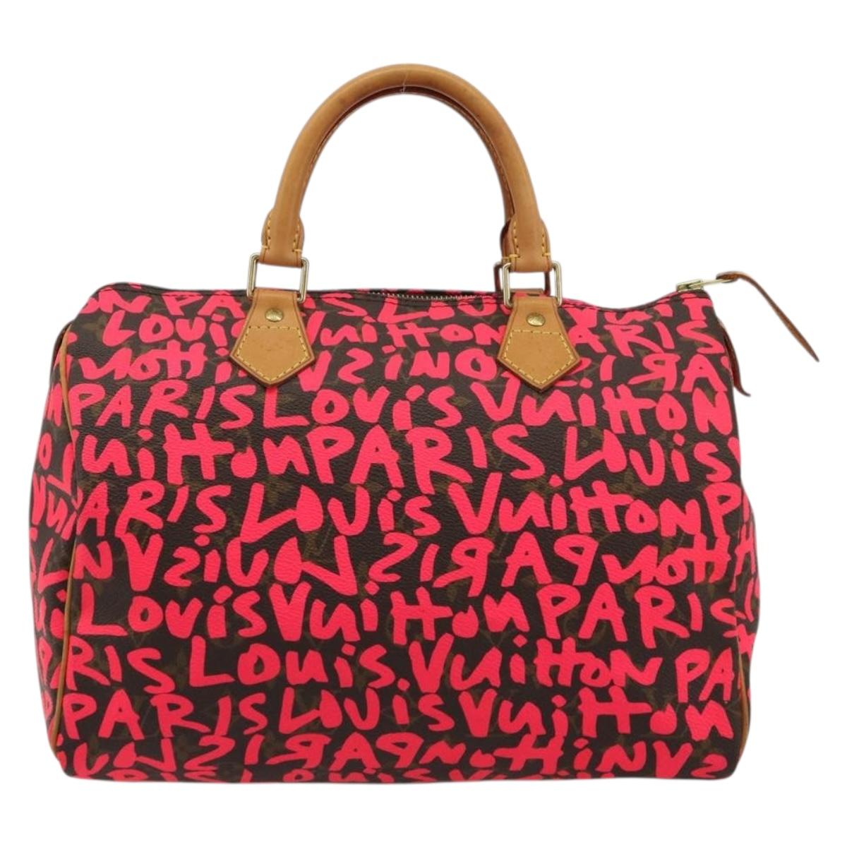 LOUIS VUITTON Monogram Graffiti Speedy 30 Hand Bag Pink M93704 LV Auth 189751SAM
