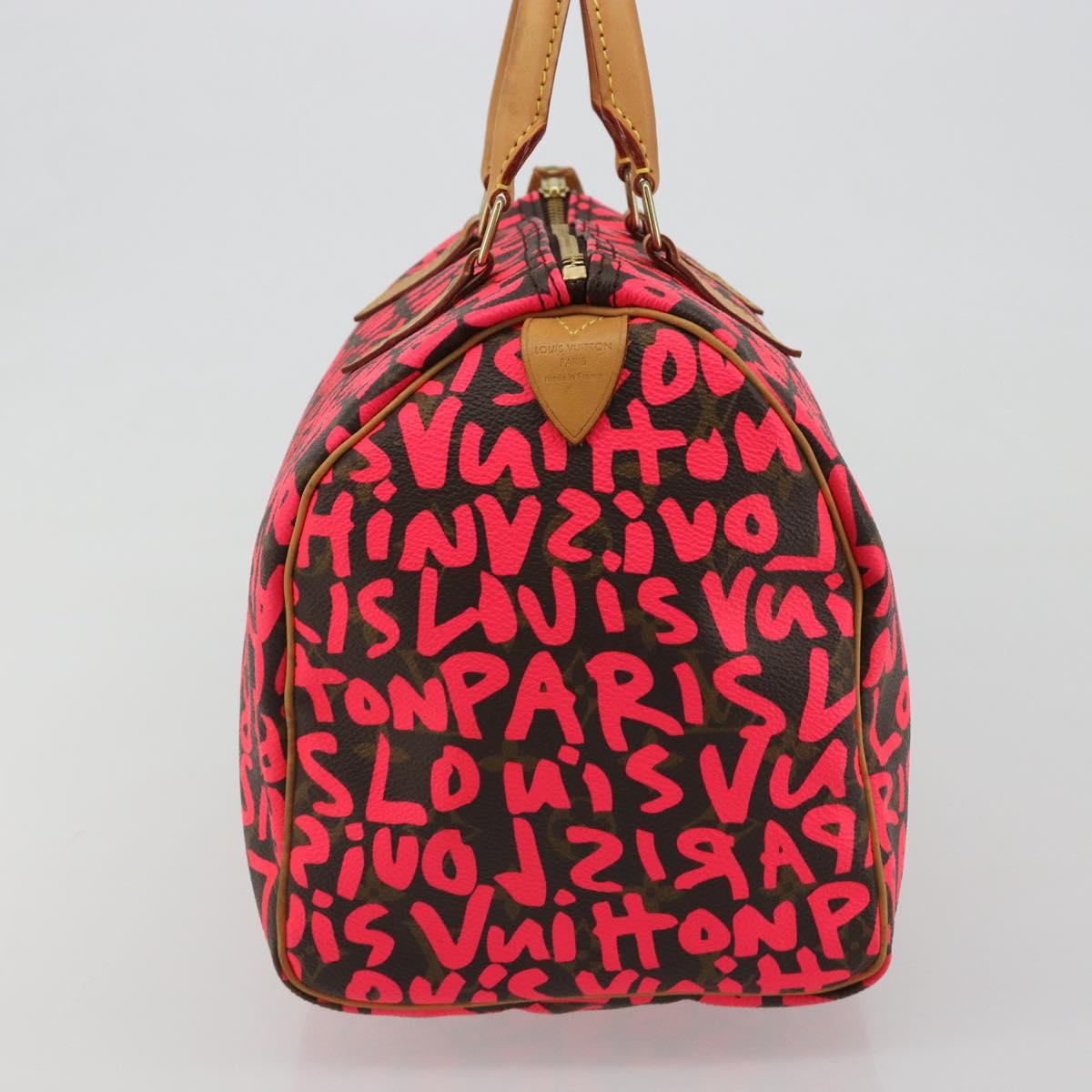 LOUIS VUITTON Monogram Graffiti Speedy 30 Hand Bag Pink M93704 LV Auth 189751SAM