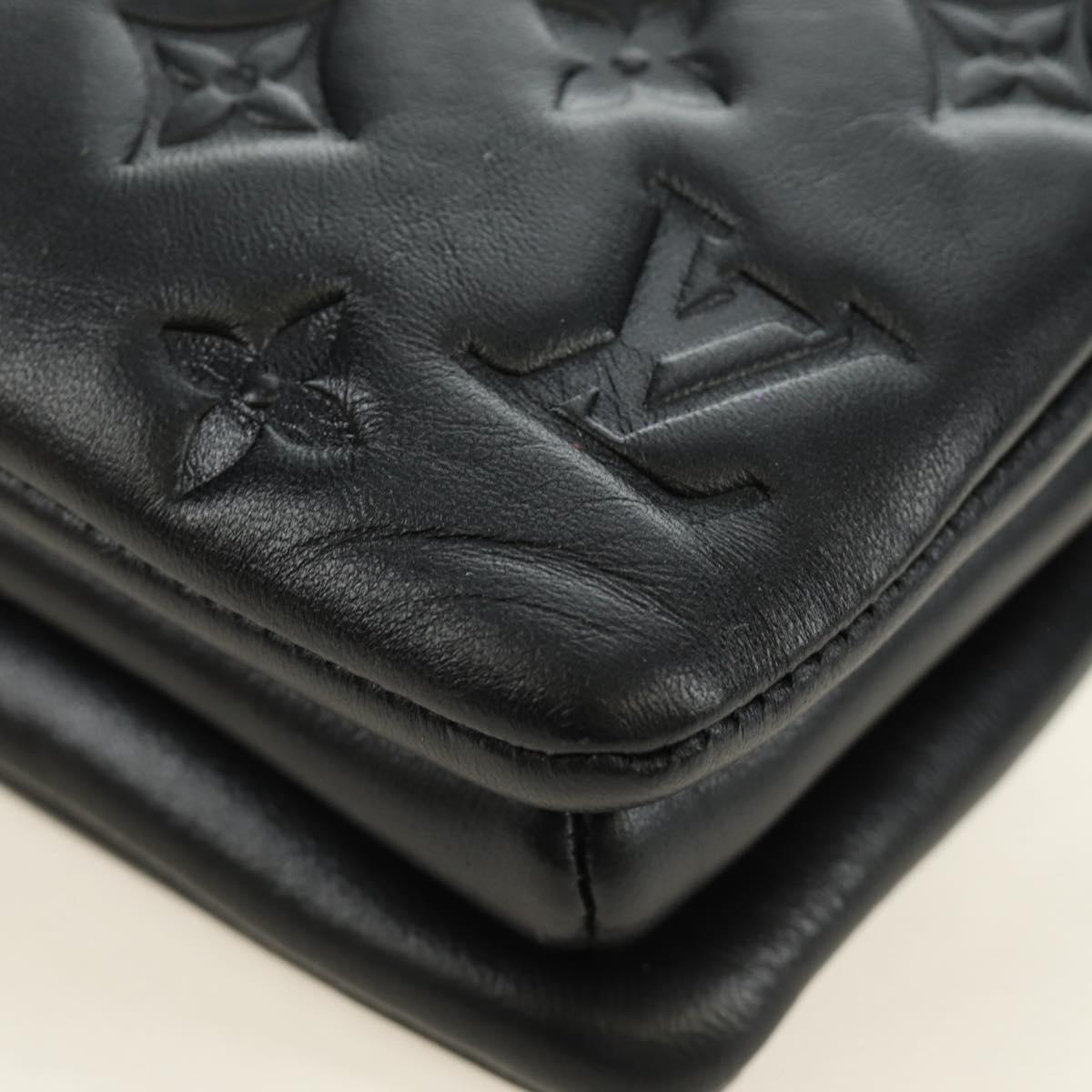 LOUIS VUITTON Monogram Emboss Kussan BB Bag Black M21259 LV Auth 189752SV