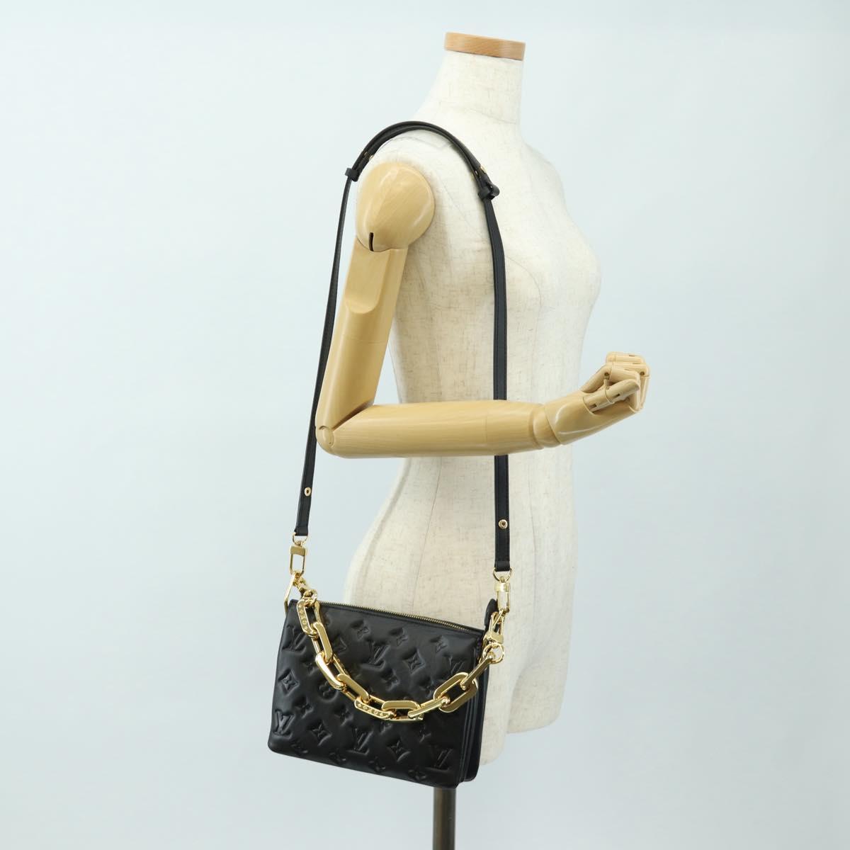 LOUIS VUITTON Monogram Emboss Kussan BB Bag Black M21259 LV Auth 189752SV