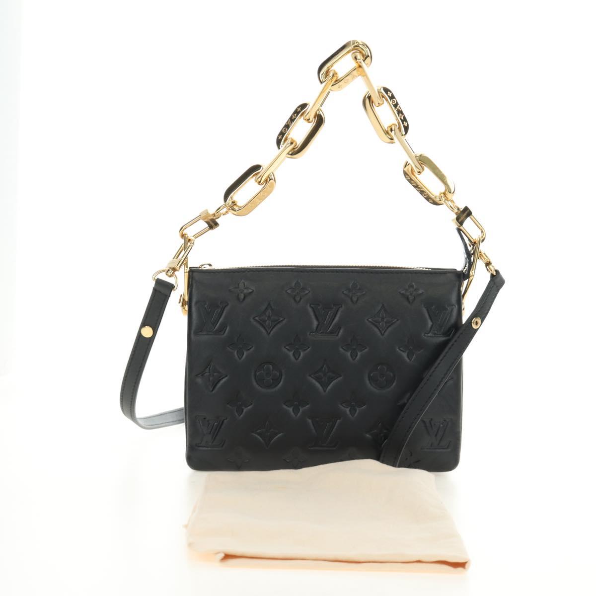 LOUIS VUITTON Monogram Emboss Kussan BB Bag Black M21259 LV Auth 189752SV