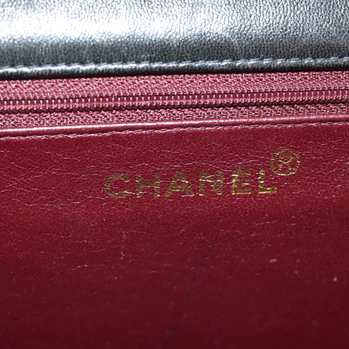 CHANEL Matelasse Chain Shoulder Bag Lamb Skin Black Gold CC Auth 189753V