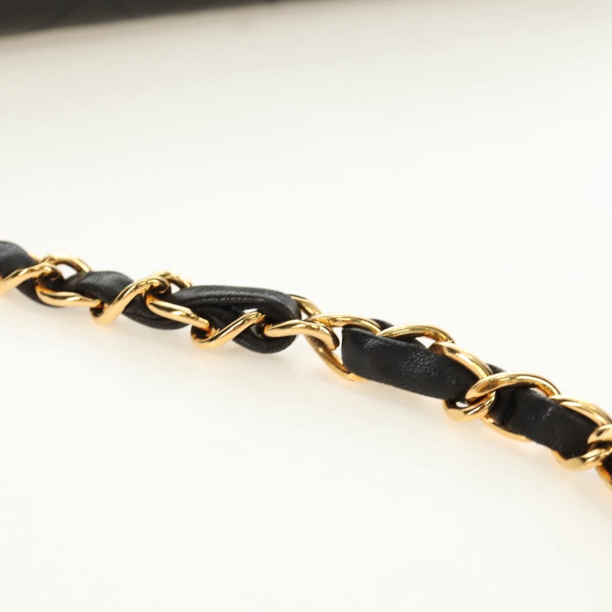CHANEL Matelasse Chain Shoulder Bag Lamb Skin Black Gold CC Auth 189753V