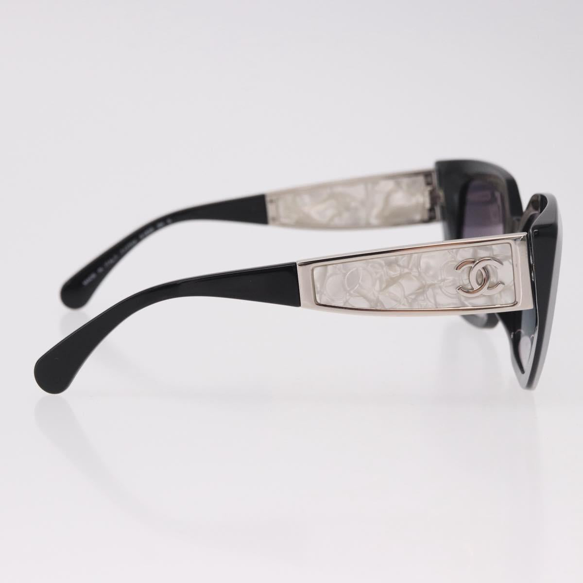 CHANEL Sunglasses metal Black CC Auth 189755M
