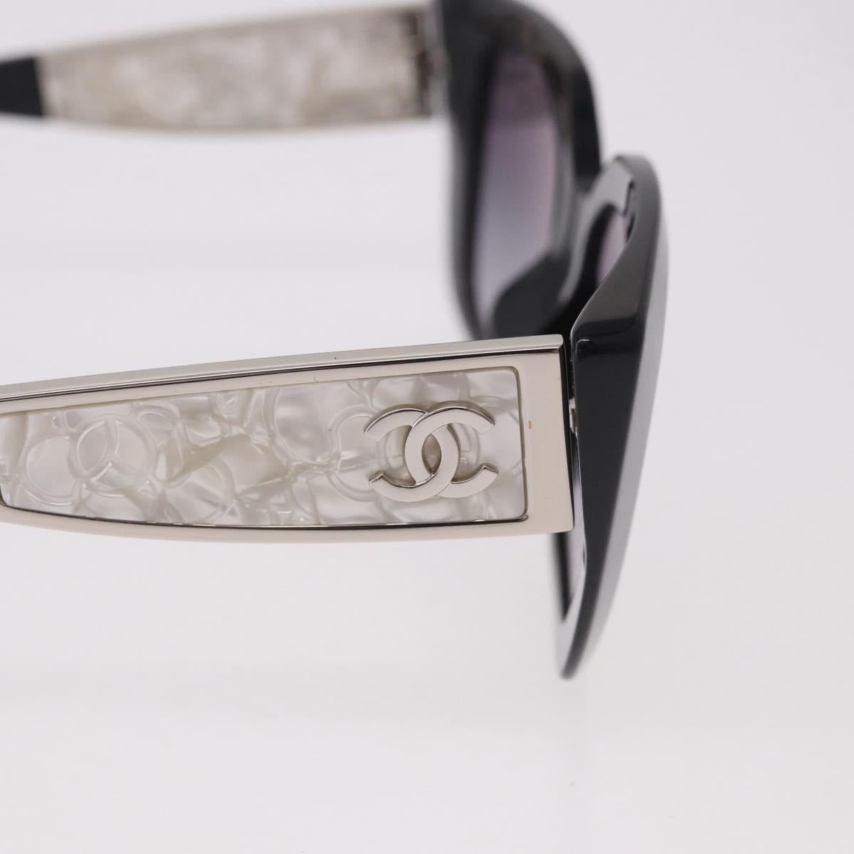 CHANEL Sunglasses metal Black CC Auth 189755M
