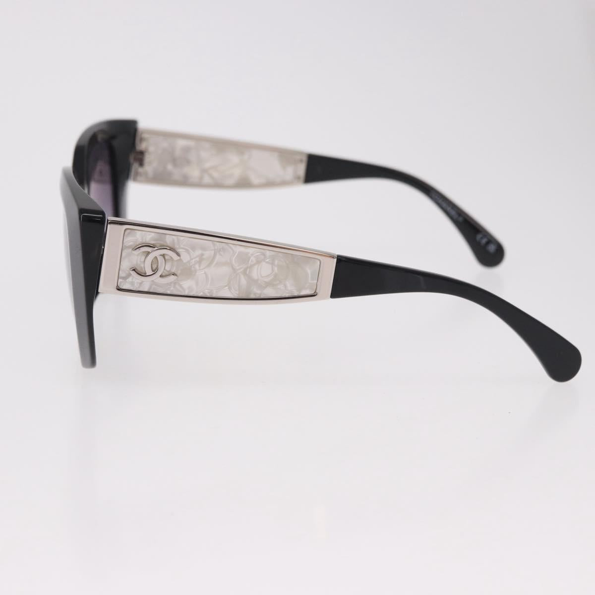 CHANEL Sunglasses metal Black CC Auth 189755M