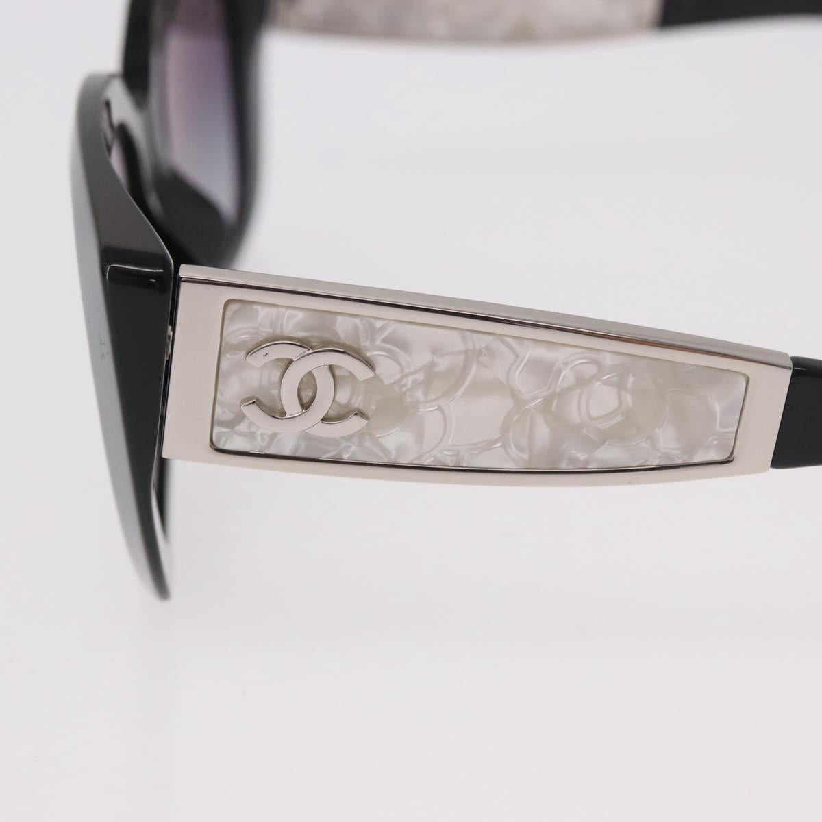 CHANEL Sunglasses metal Black CC Auth 189755M
