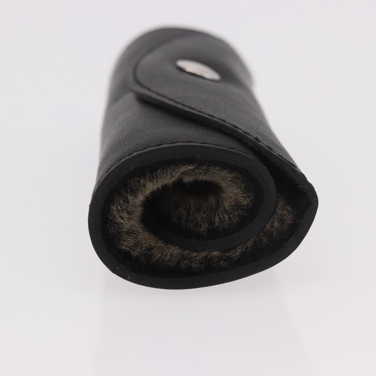 HERMES Shoes Polisher Leather Black Silver Auth 189758M