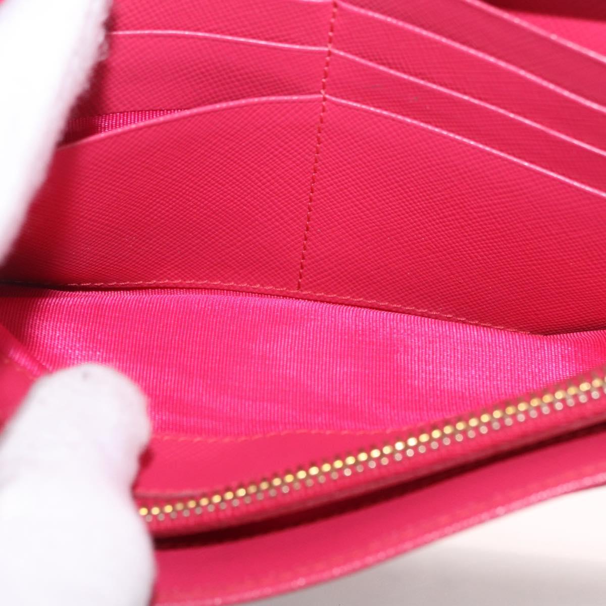 PRADA Chain Shoulder Wallet Safiano leather Pink Gold Auth 189760