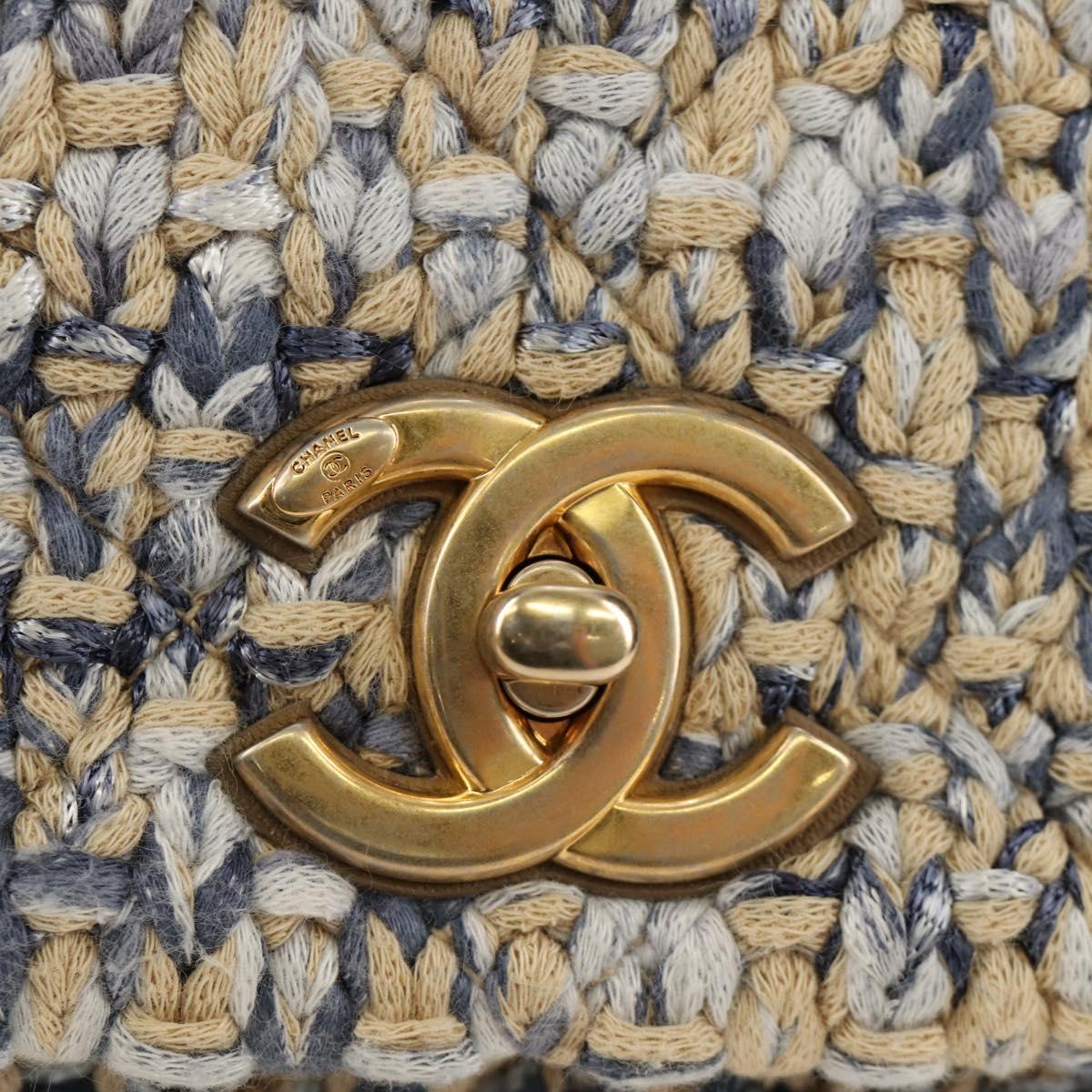CHANEL Top Handle Chain Shoulder Bag Tweed 2way Multicolor Gold CC Auth 189761SM
