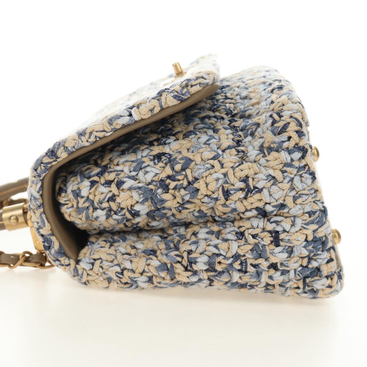 CHANEL Top Handle Chain Shoulder Bag Tweed 2way Multicolor Gold CC Auth 189761SM