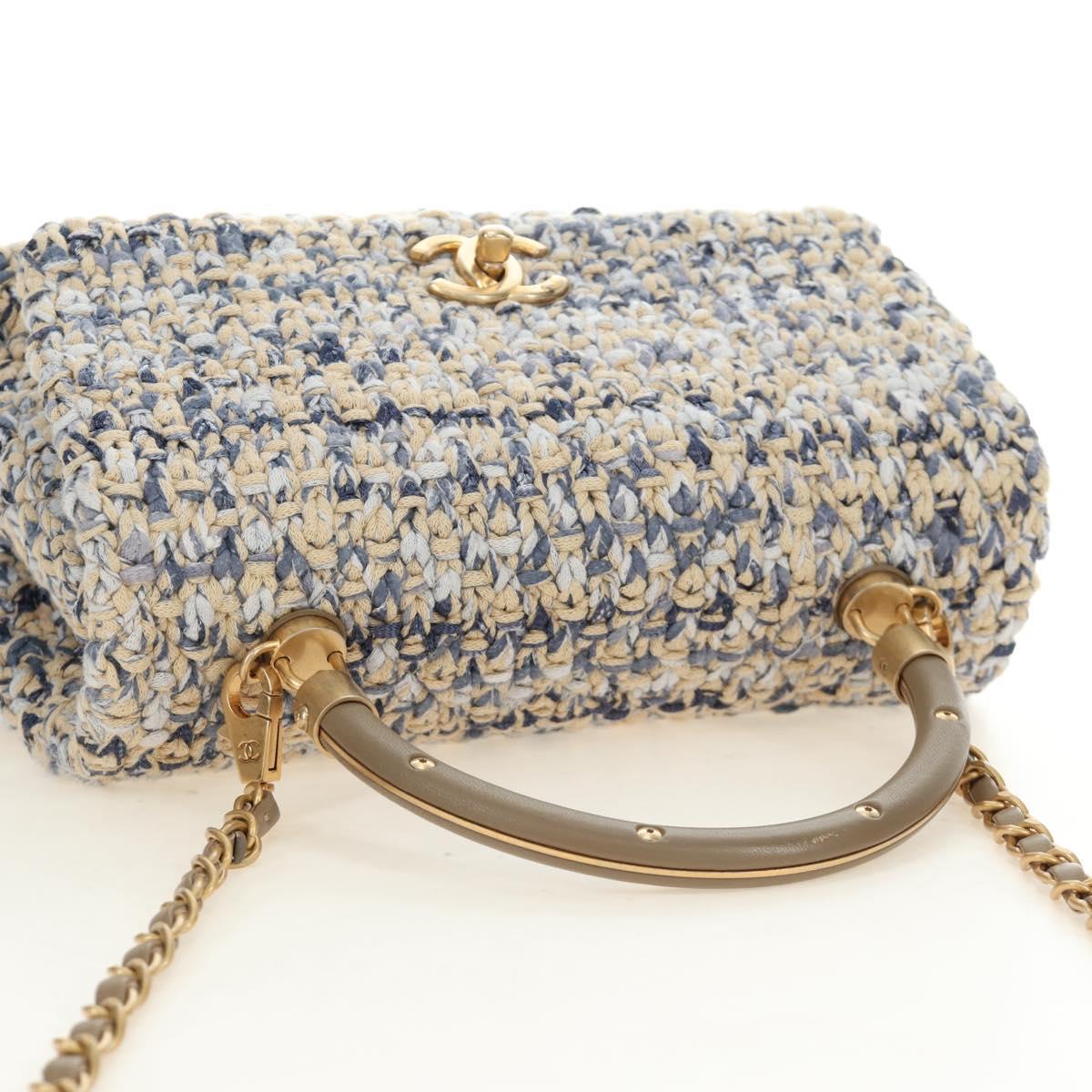 CHANEL Top Handle Chain Shoulder Bag Tweed 2way Multicolor Gold CC Auth 189761SM