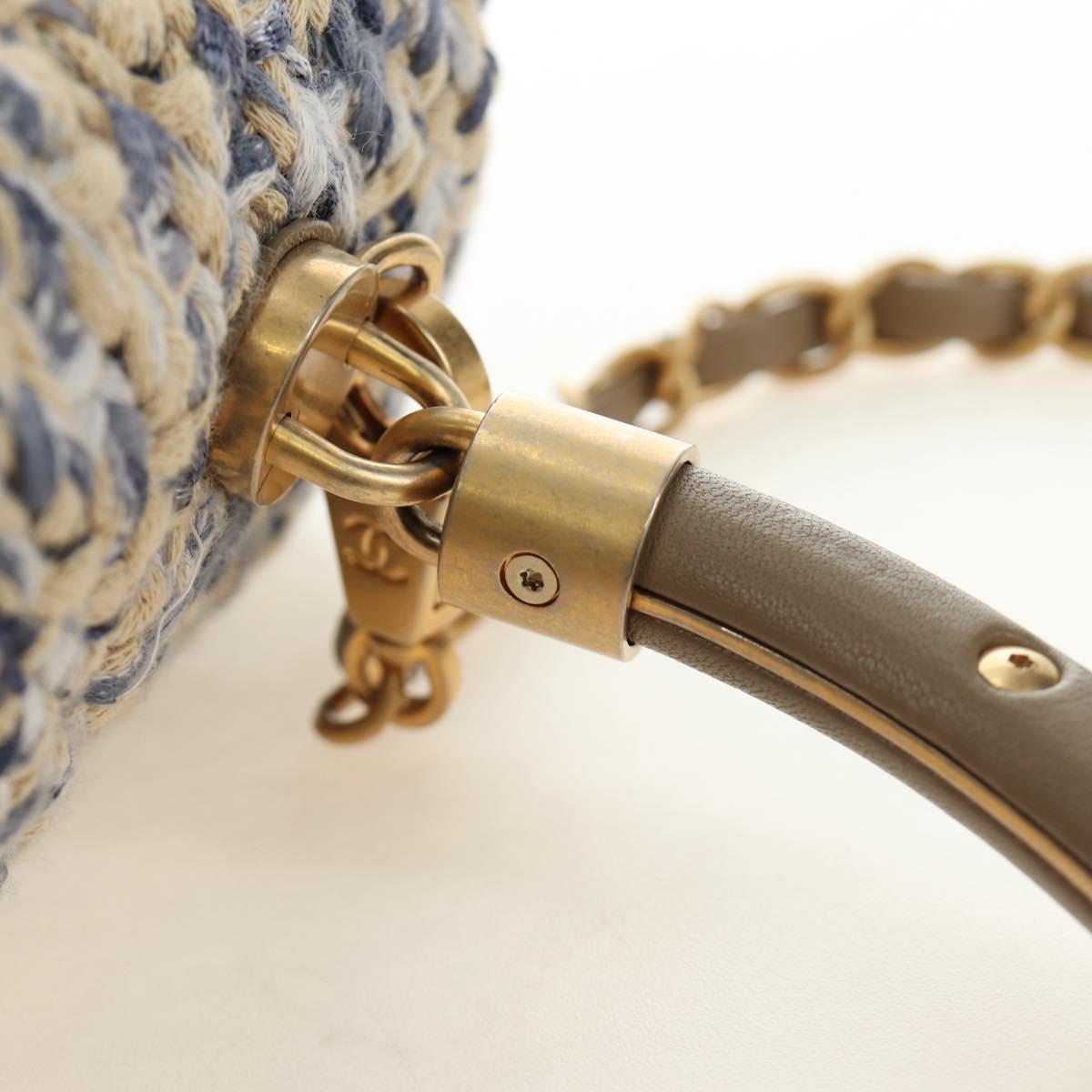 CHANEL Top Handle Chain Shoulder Bag Tweed 2way Multicolor Gold CC Auth 189761SM