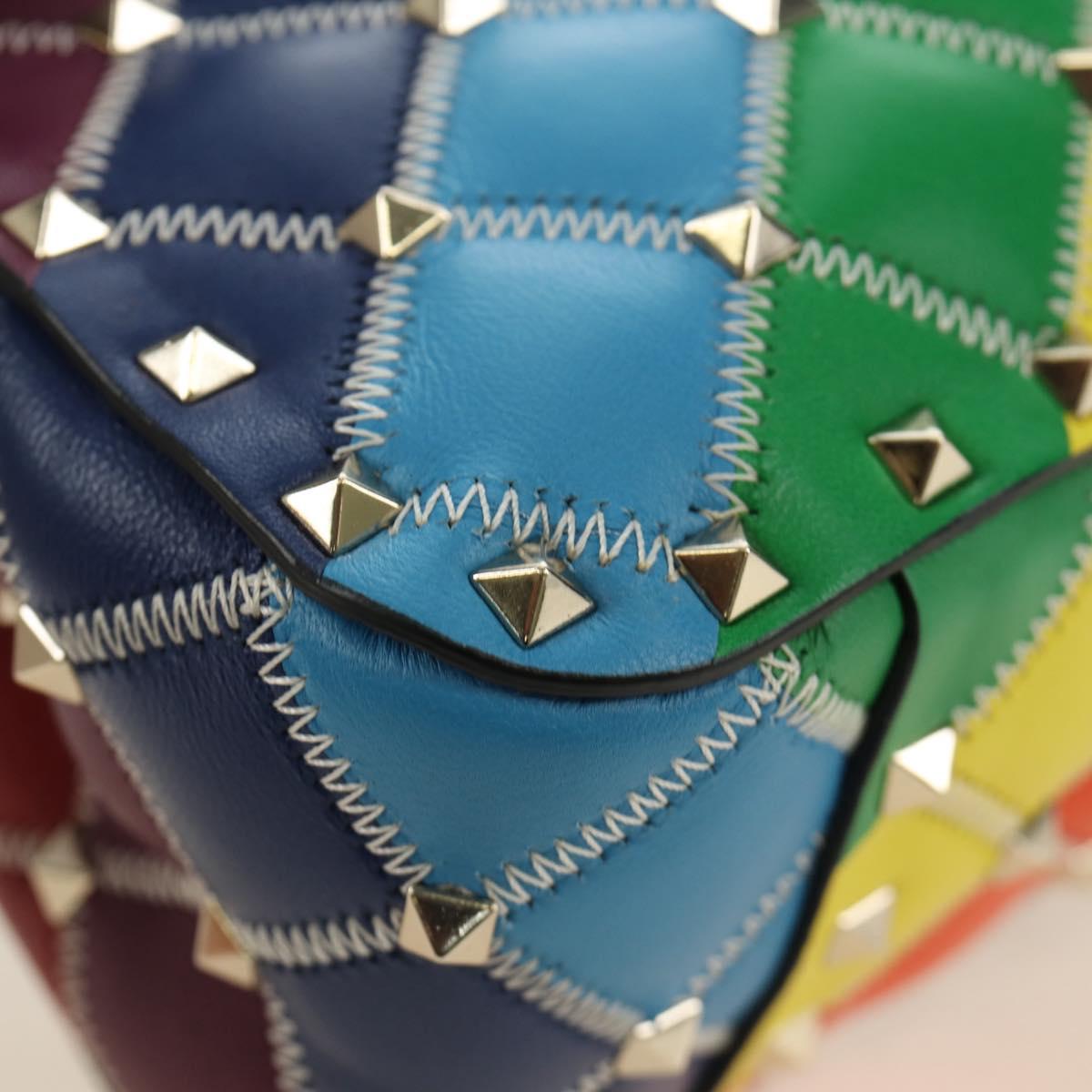 VALENTINO Rock Studs Chain Bag Leather 2way Multicolor Gold Auth 189762M