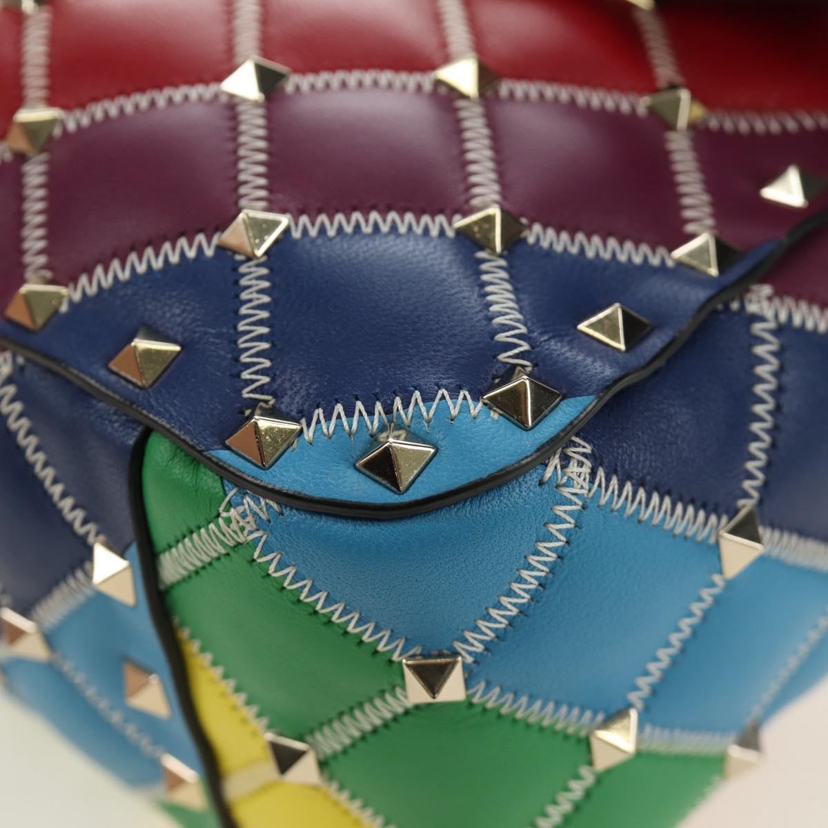 VALENTINO Rock Studs Chain Bag Leather 2way Multicolor Gold Auth 189762M