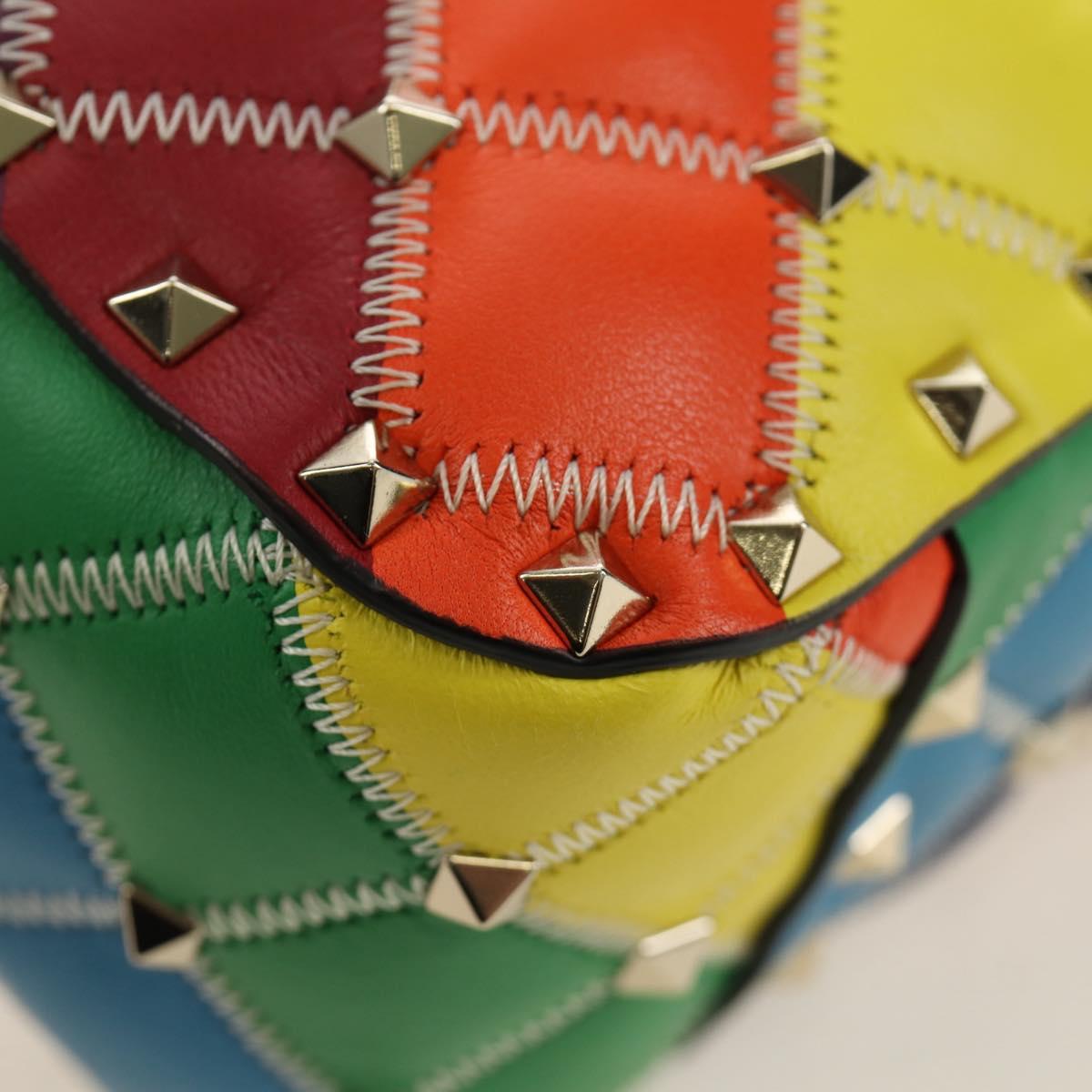 VALENTINO Rock Studs Chain Bag Leather 2way Multicolor Gold Auth 189762M