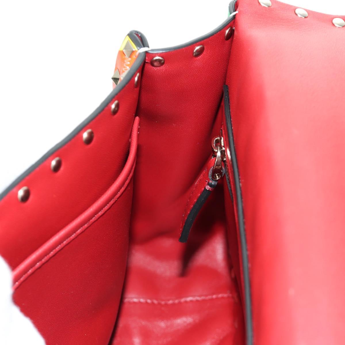 VALENTINO Rock Studs Chain Bag Leather 2way Multicolor Gold Auth 189762M