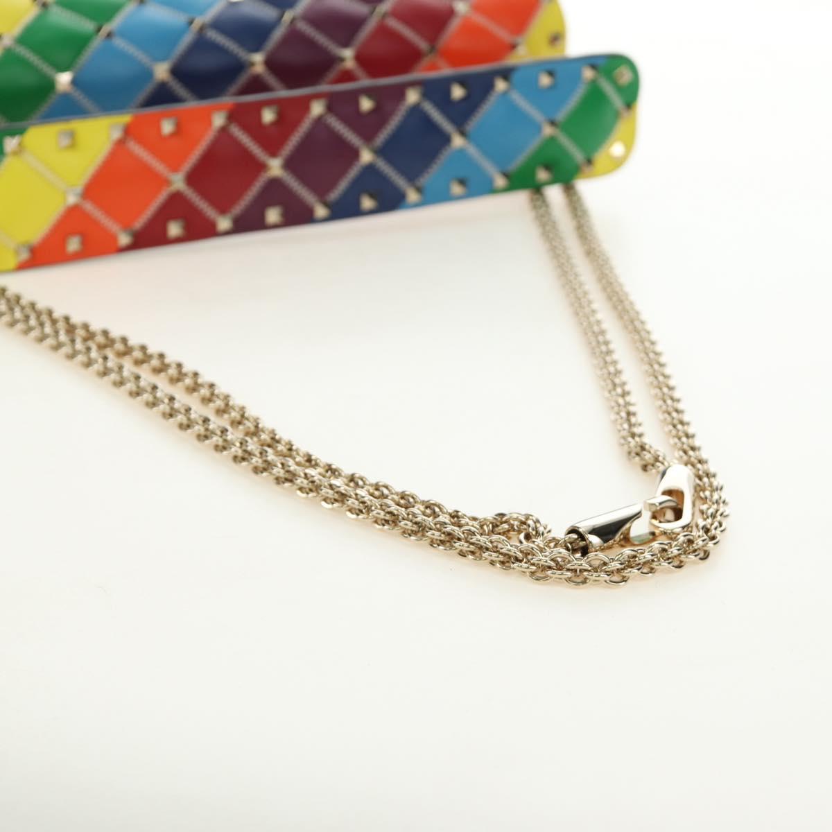 VALENTINO Rock Studs Chain Bag Leather 2way Multicolor Gold Auth 189762M