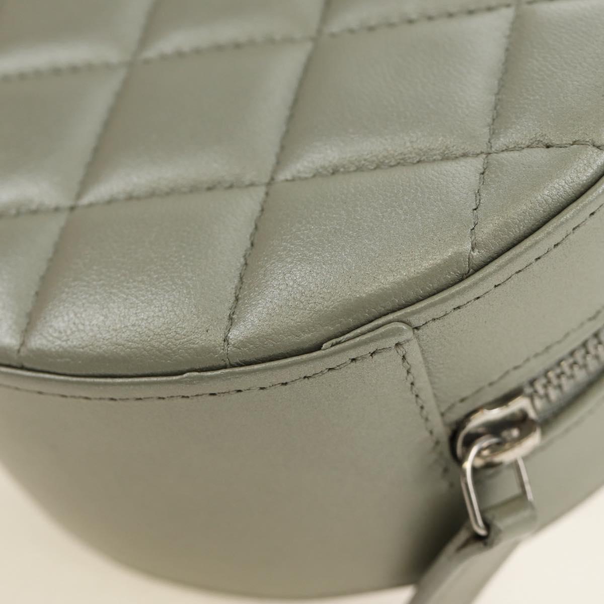 CHANEL Matelasse Chain Shoulder Bag Sequin Leather Gray Silver CC Auth 189763SM