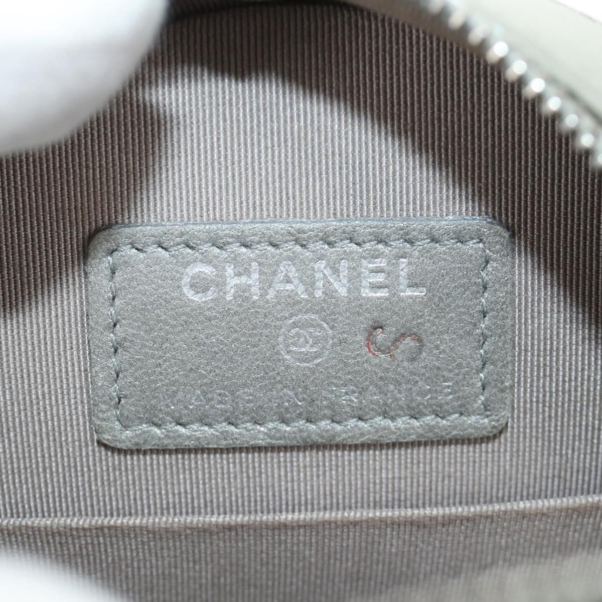 CHANEL Matelasse Chain Shoulder Bag Sequin Leather Gray Silver CC Auth 189763SM