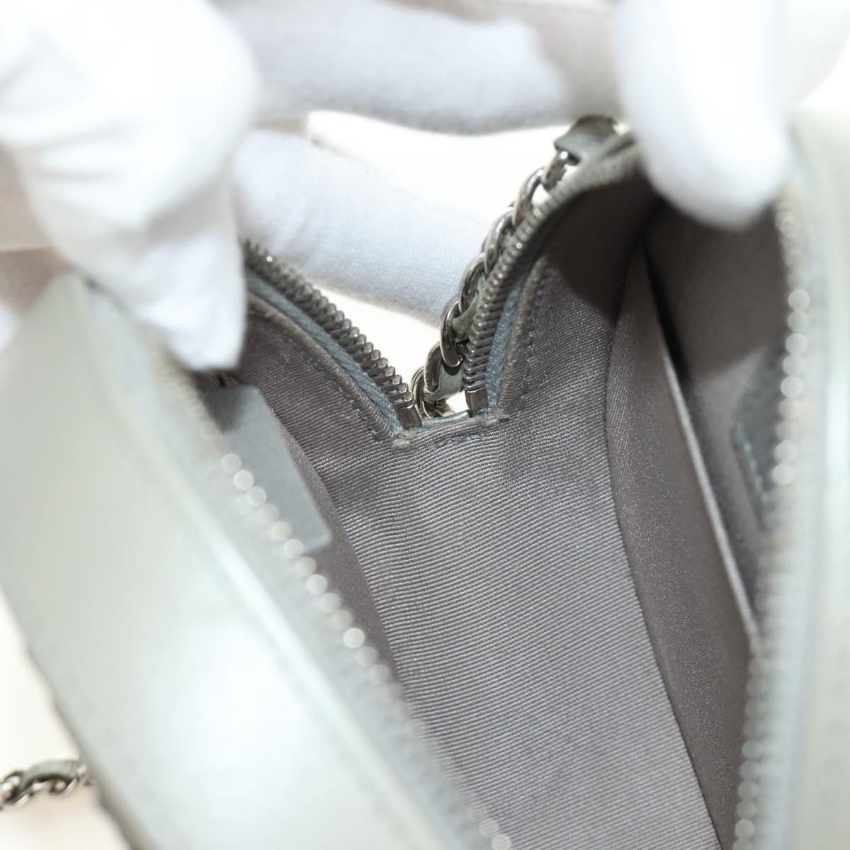 CHANEL Matelasse Chain Shoulder Bag Sequin Leather Gray Silver CC Auth 189763SM