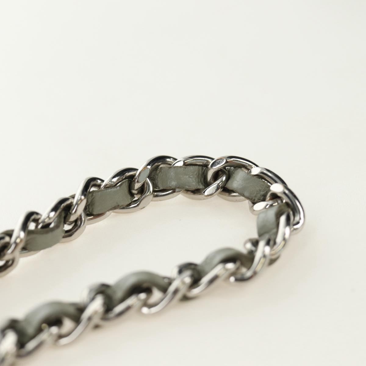 CHANEL Matelasse Chain Shoulder Bag Sequin Leather Gray Silver CC Auth 189763SM