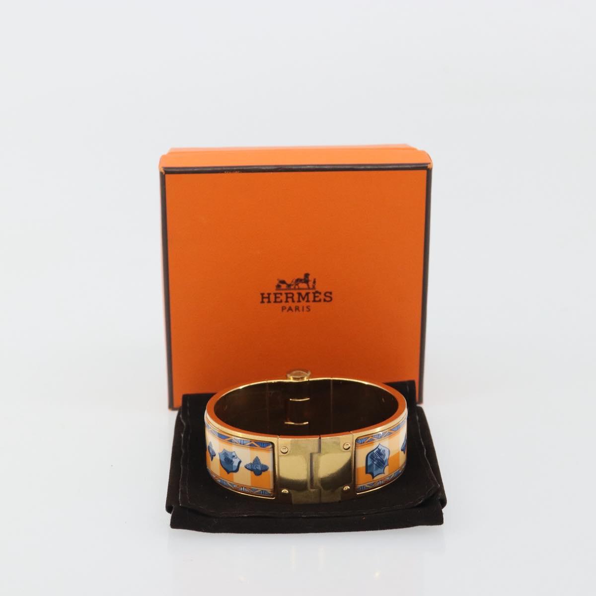 HERMES Charniere Bracelet metal Gold Tone Auth 189768M