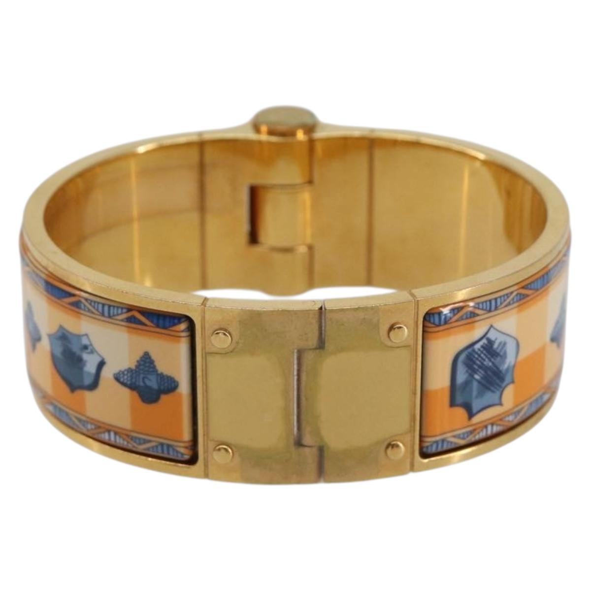 HERMES Charniere Bracelet metal Gold Tone Auth 189768M