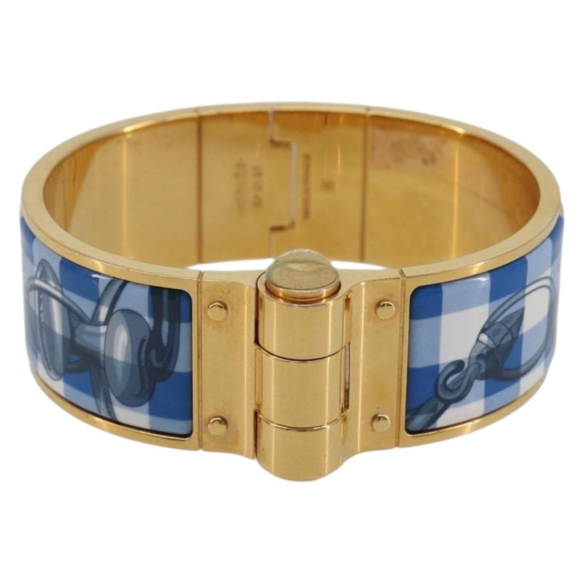 HERMES Charniere Bracelet metal Gold Tone Auth 189768M