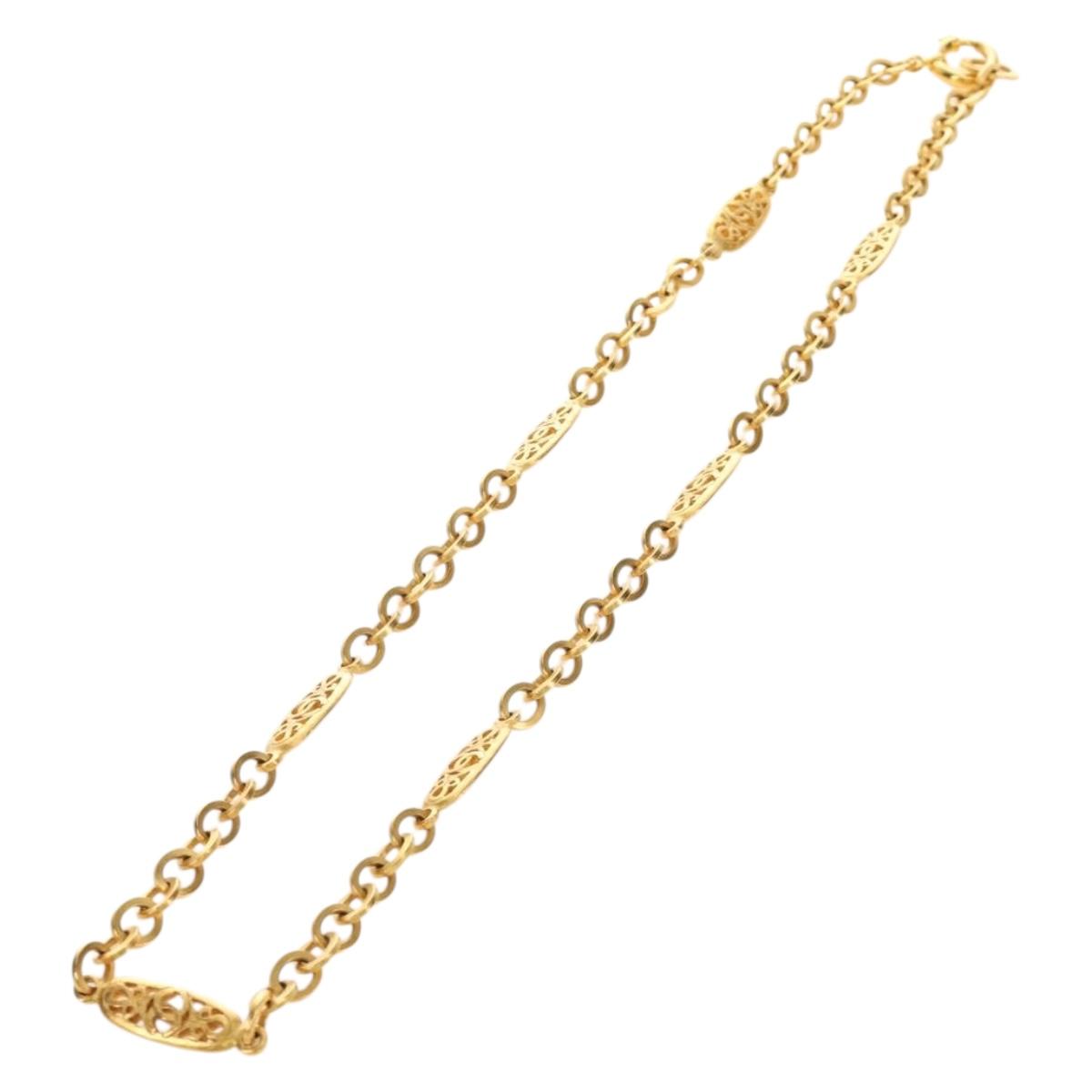 CHANEL Necklace metal Gold Tone CC Auth 189769SM