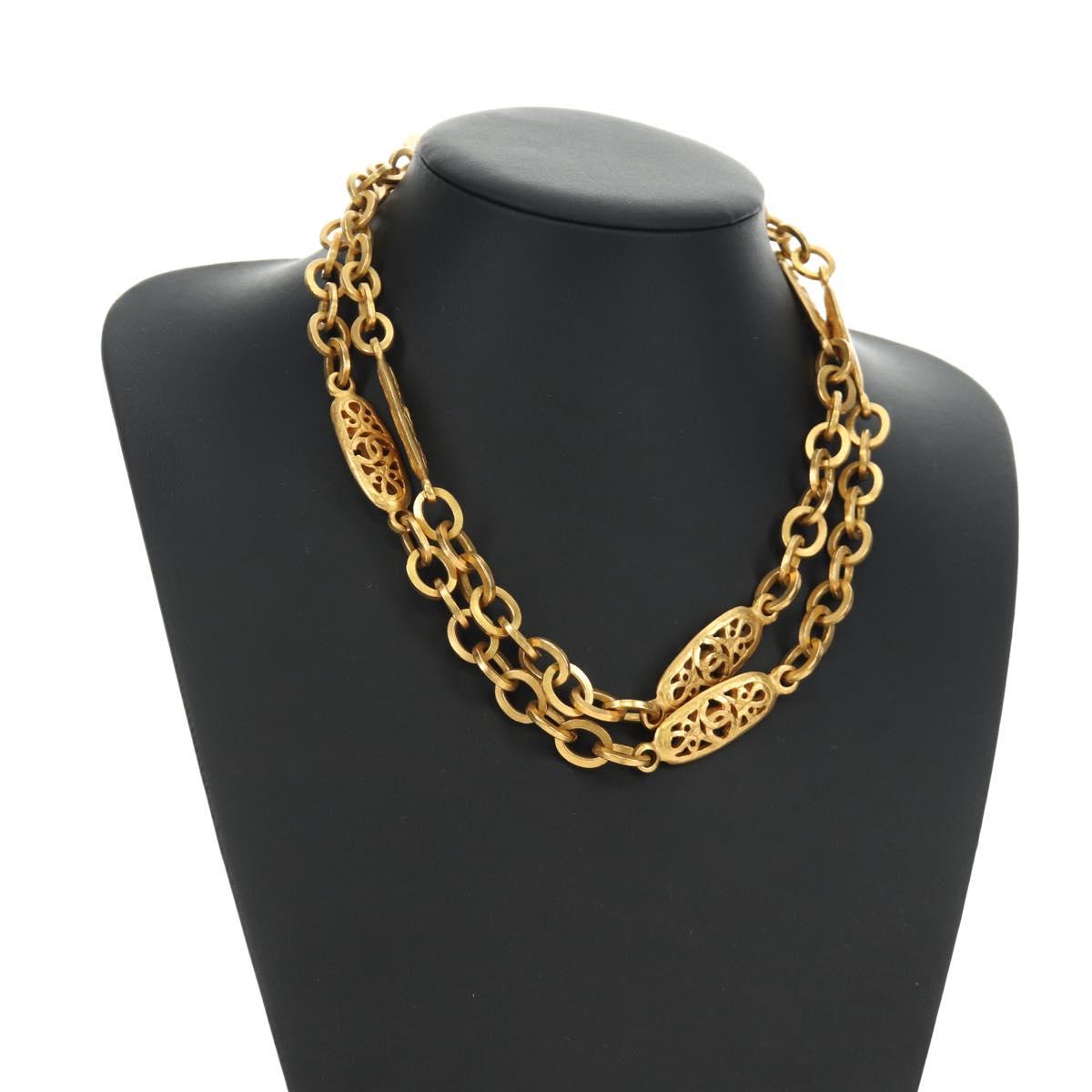 CHANEL Necklace metal Gold Tone CC Auth 189769SM