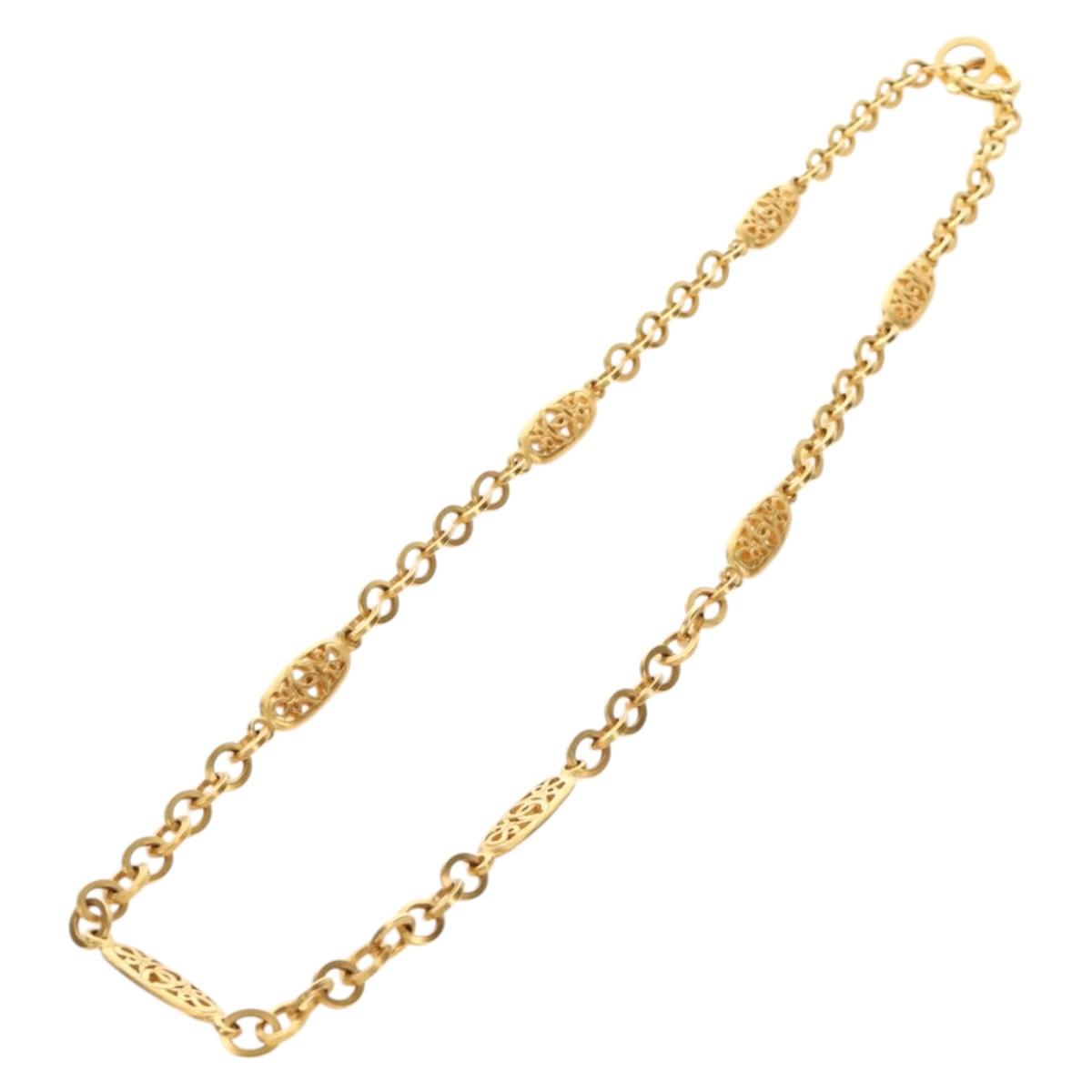 CHANEL Necklace metal Gold Tone CC Auth 189769SM