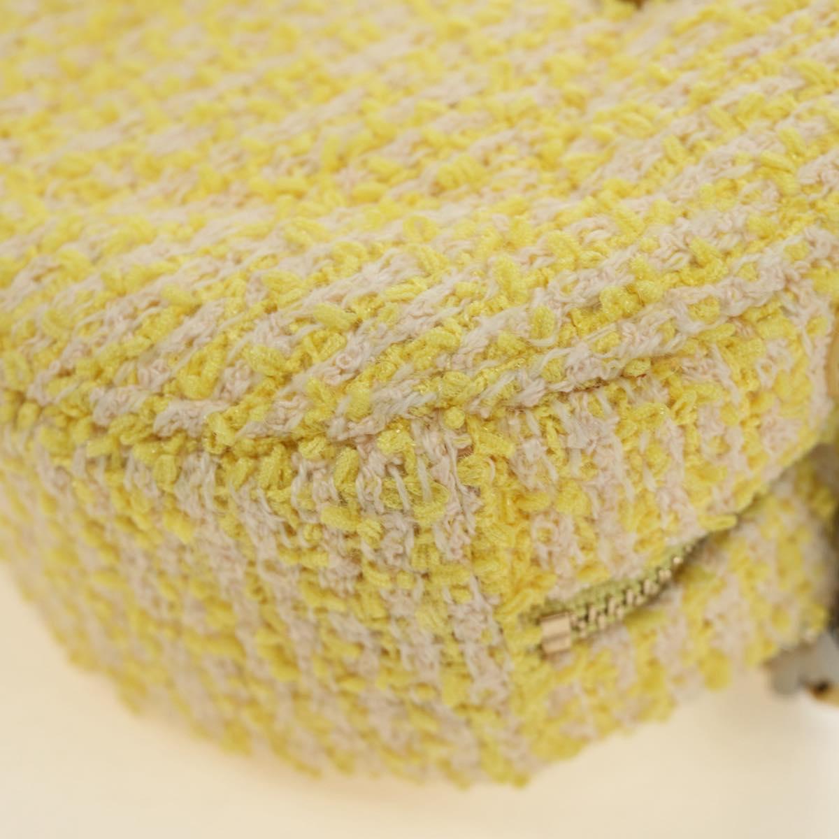 CHANEL Chain Shoulder Bag Tweed 2way Yellow Gold Silver CC Auth 189770M