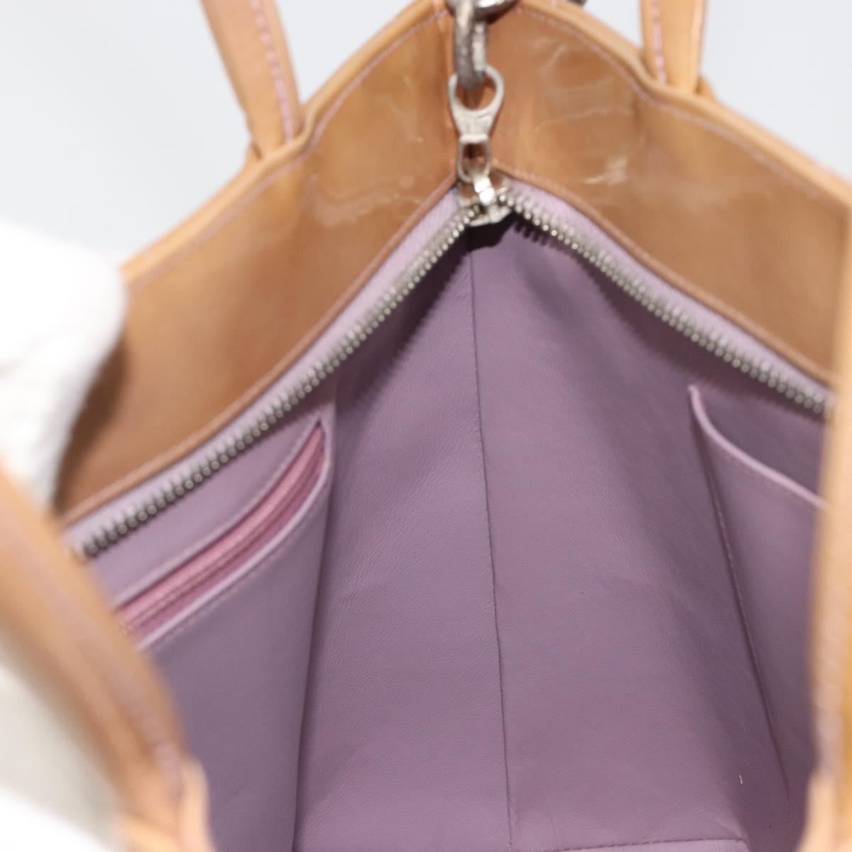CHANEL Matelasse Reprint Tote Bag Patent leather Beige CC Auth 189771M