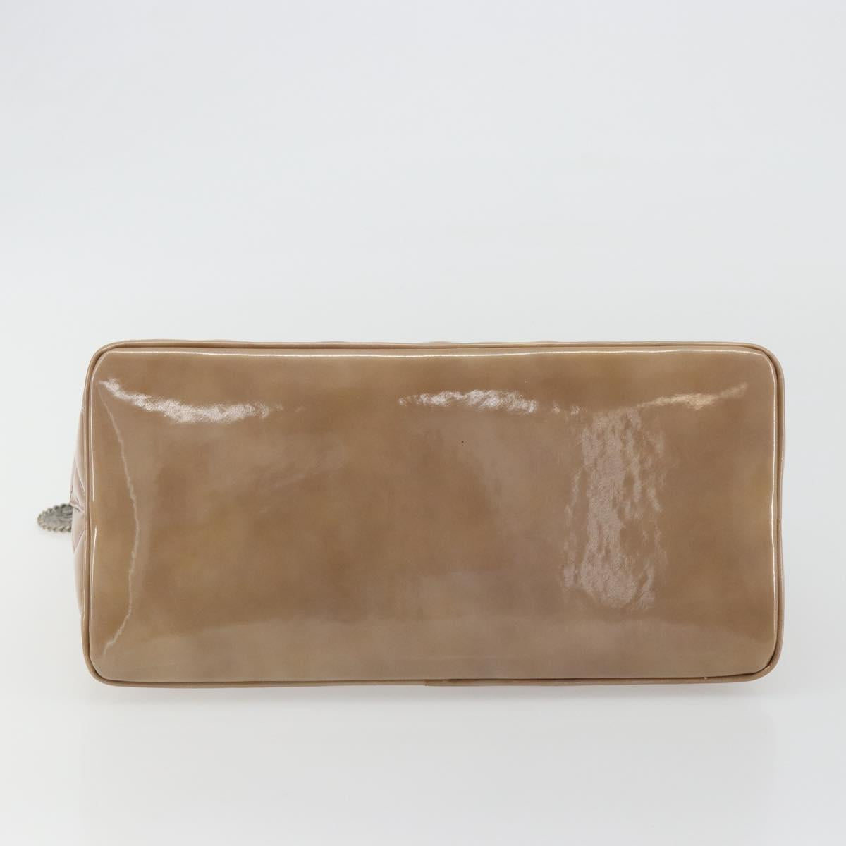 CHANEL Matelasse Reprint Tote Bag Patent leather Beige CC Auth 189771M