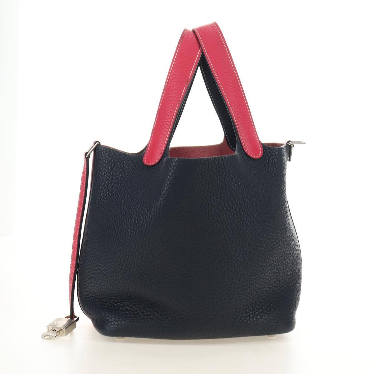 HERMES Picotan Lock PM Bag Taurillon ClemenceLeather Pink Silver Auth 189772SM