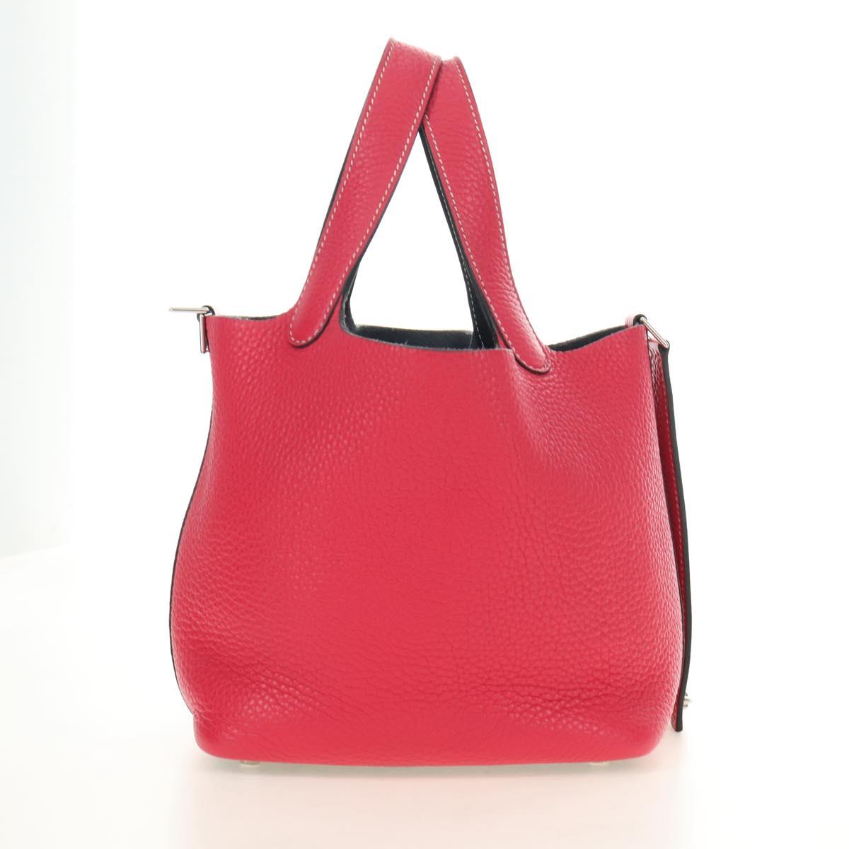 HERMES Picotan Lock PM Bag Taurillon ClemenceLeather Pink Silver Auth 189772SM
