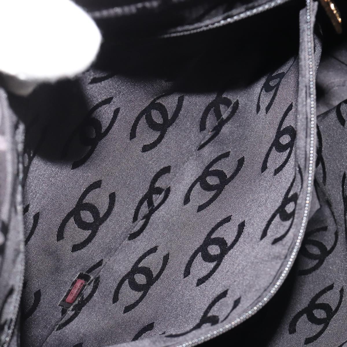 CHANEL Wild Stitch Hand Bag Leather Black Gold CC Auth 189773