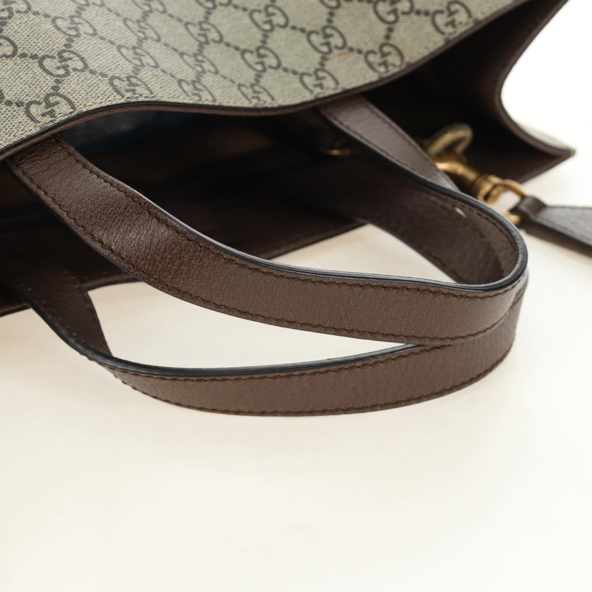 GUCCI GG Supreme Sherry Line Tote Bag PVC 2way Beige Gold 450950 Auth 189774M