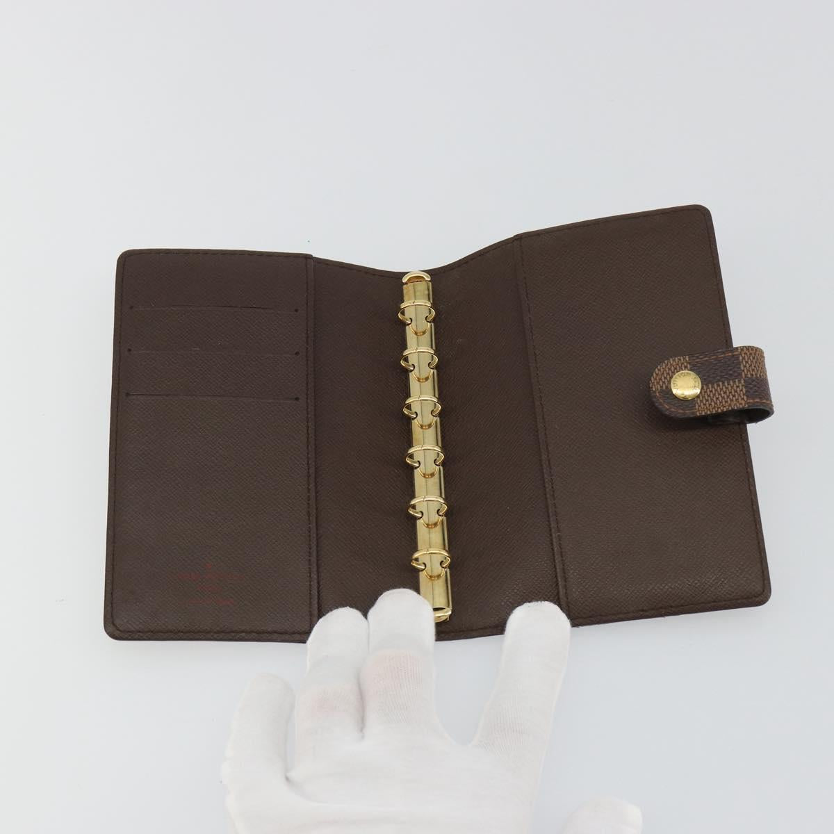 LOUIS VUITTON Damier Ebene Agenda PM Day Planner Cover R20700 LV Auth 189776