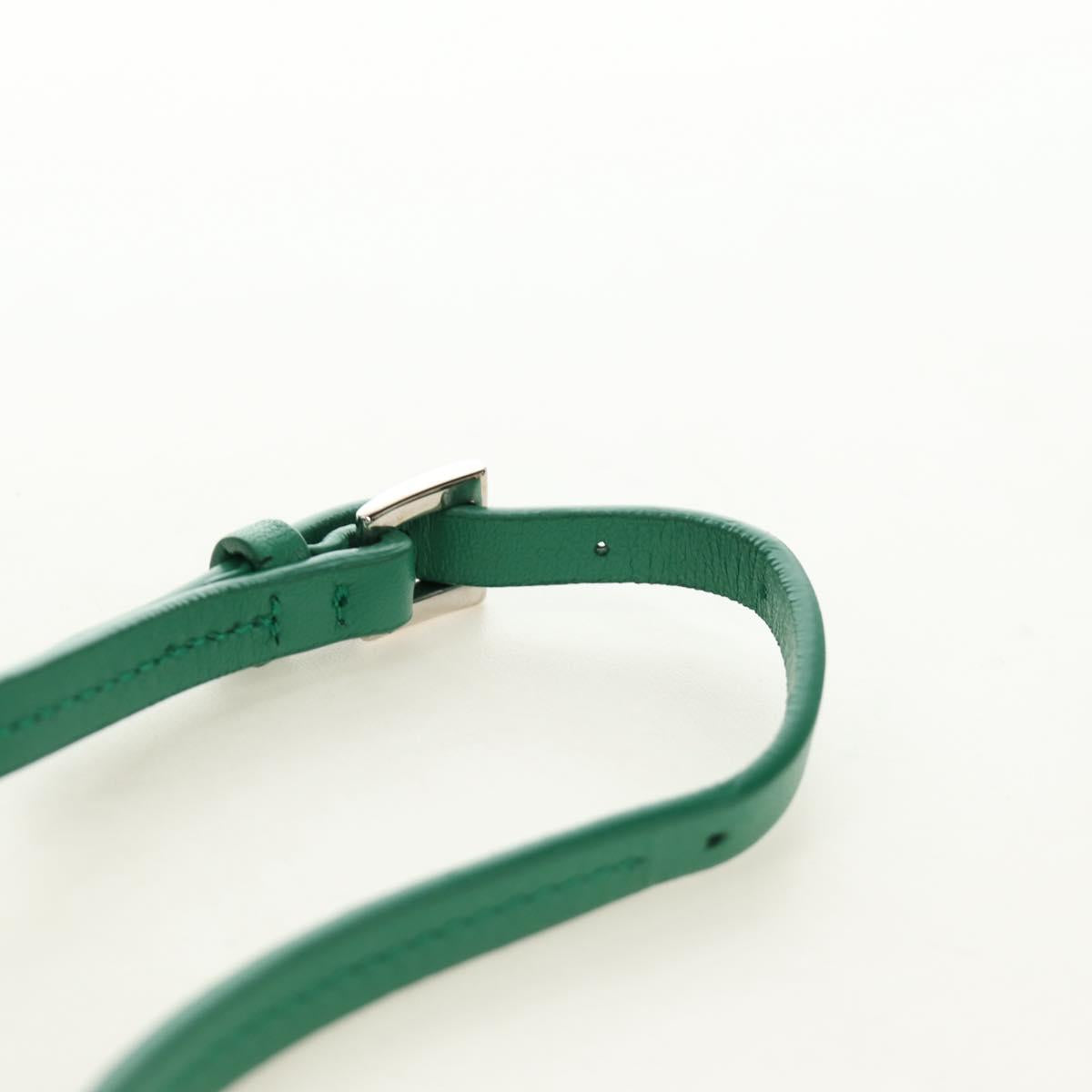 PRADA Hand Bag Leather 2way Green Silver Auth 189777SM