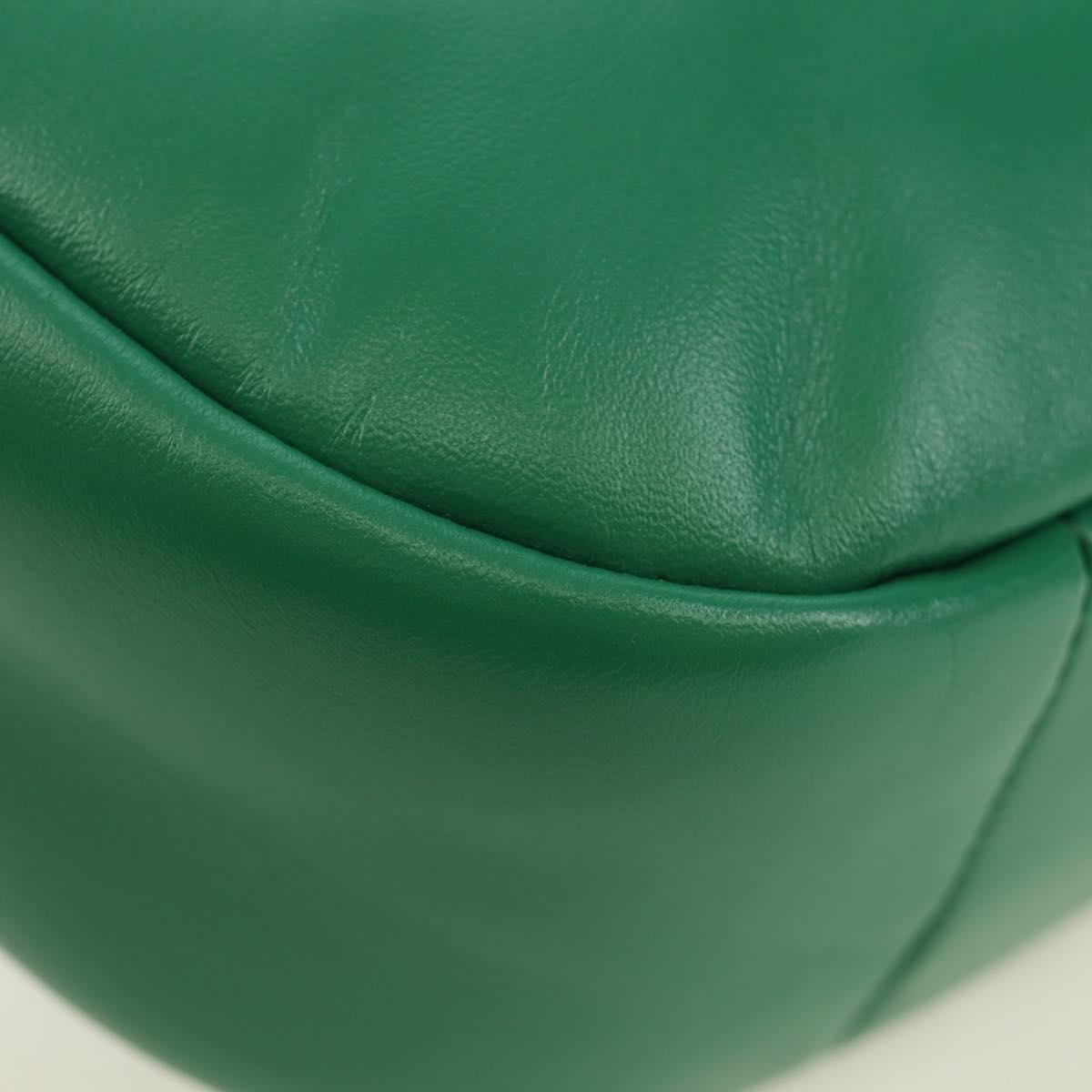 PRADA Hand Bag Leather 2way Green Silver Auth 189777SM