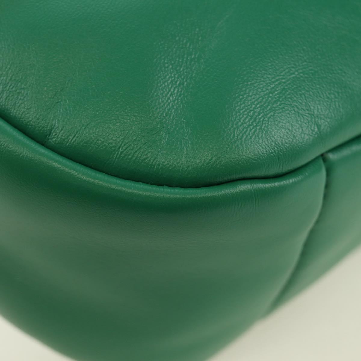 PRADA Hand Bag Leather 2way Green Silver Auth 189777SM