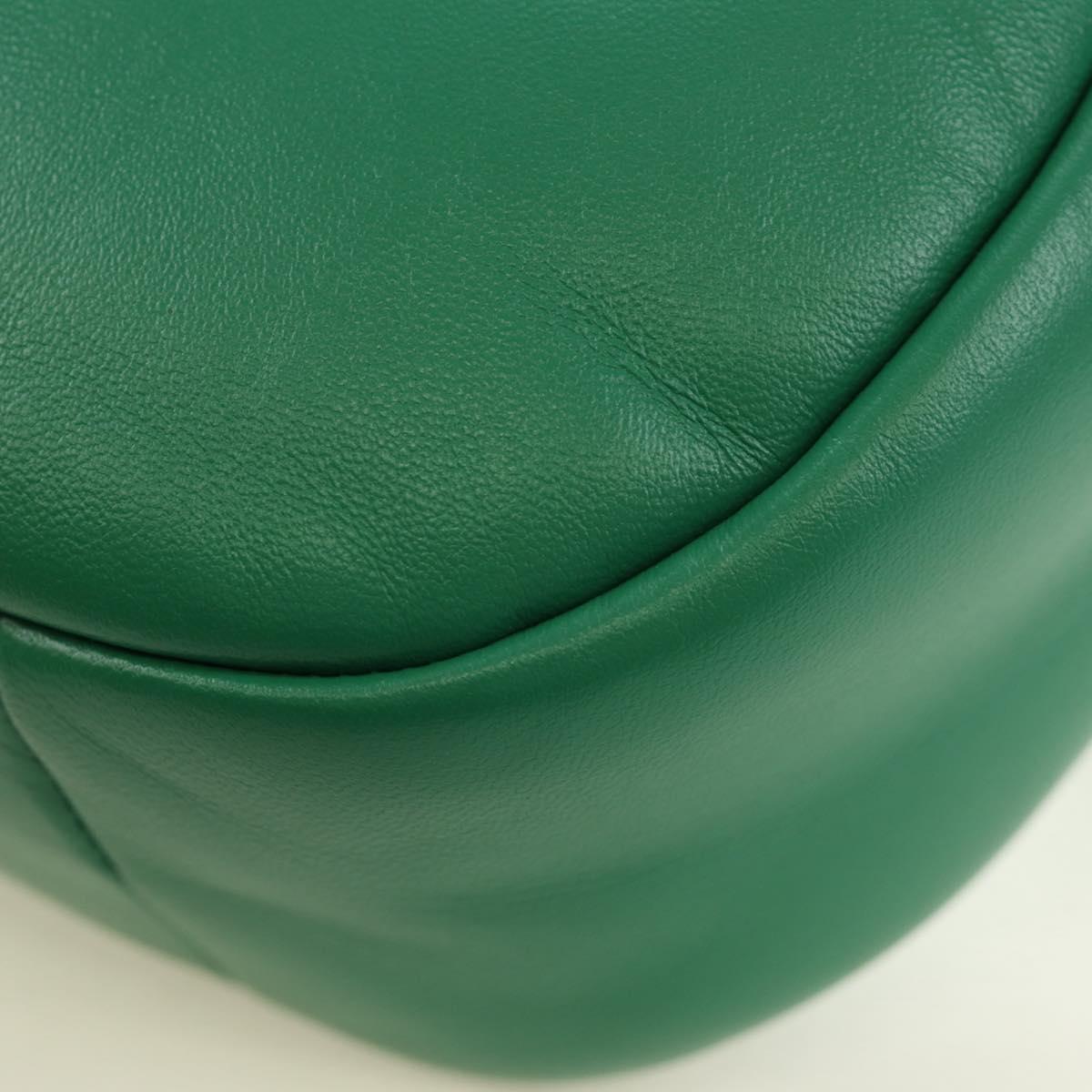 PRADA Hand Bag Leather 2way Green Silver Auth 189777SM