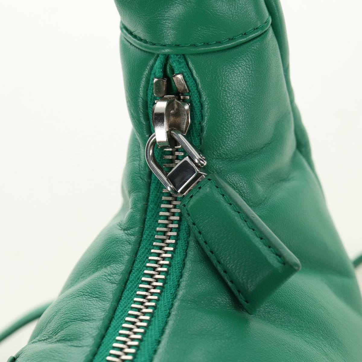 PRADA Hand Bag Leather 2way Green Silver Auth 189777SM